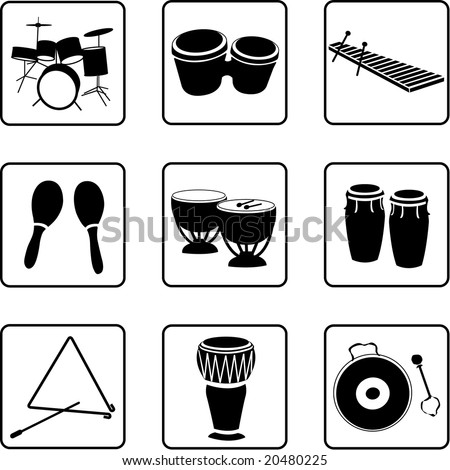 Musical Instruments Black White Silhouettes Also Stock Illustration ...