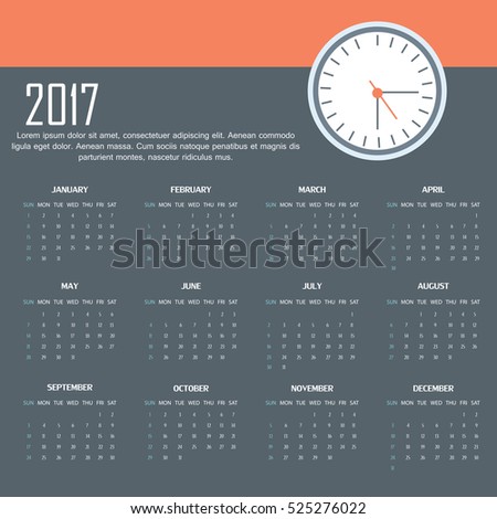 Happy New Year Calendar 2017 Stock Vector 525276022 - Shutterstock