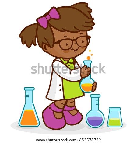 African American Girl Using Chemistry Test Stock Vector 653578732 ...