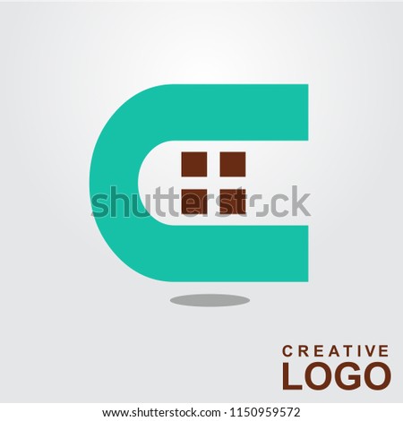 C Logo Creative Home Property Concept with color green, brown
