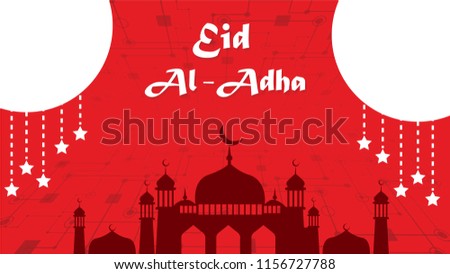 Red Mosque Background Special Eid Al Adha Mubarak Vector Illustration EPS 10