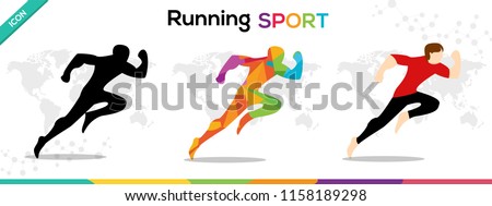 Running Sports Man icon Character Vector illustration
