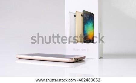 Kuala Lumpur, Malaysia - April 7, 2016: Xiaomi Redmi Note 3 smartphone developed by Xiaomi Inc. Xiaomi is privately owned Chinese electronic company, the world's 5th largest smartphone maker in 2015
