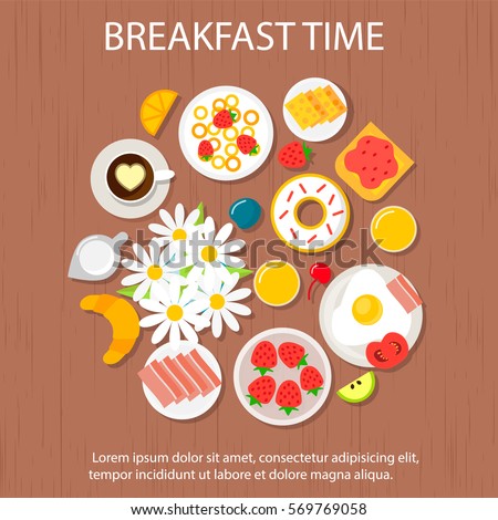 Morning Breakfast Concept Toast Juice Fruits Stock Vector Royalty Free 569769058 Morning Breakfast Concept Toast Juice Fruits Stock Vector Royalty Free 569769058