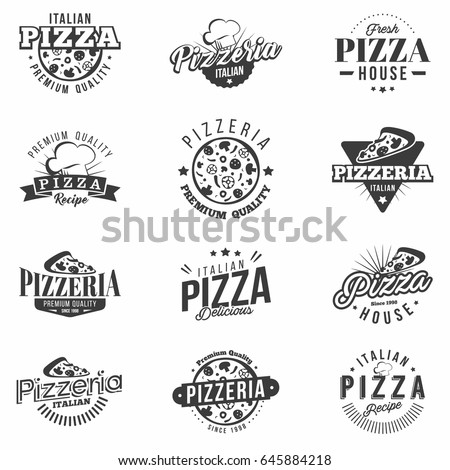 Pizza Badges Set Retro Collection Pizzeria Stock Vector 645884218 ...