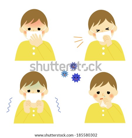 Cold symptoms of infant / Vector EPS 10 illustration - stock vector