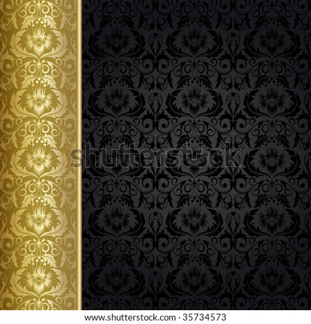 Brown Background Gold  Flowers Leaves Stock Vector 73009855 