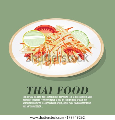 Vector illustration of Thai papaya salad