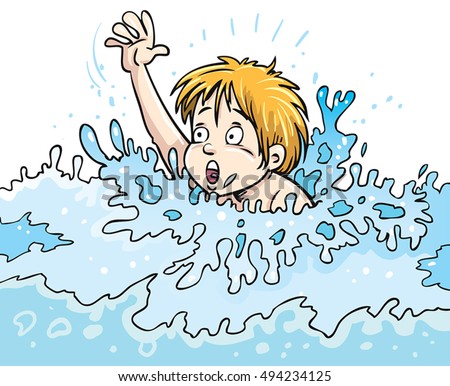 Young Boy Drowning Water Stock Vector 494234125 - Shutterstock