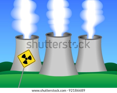 Simple Drawing Nuclear Power Plant Three Stock Vector 92186689 ...