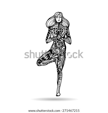 Vector Yoga Illustration Zentangle Style Girl Stock Vector 271467215 ...