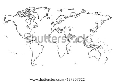 Illustrated Detailed World Map Outlines Compass Stock Vector 105837533 ...