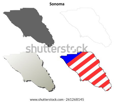 Sonoma County California Outline Map Set Sonoma County California Outline Map Set