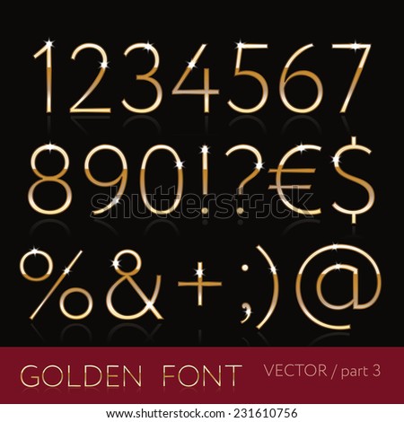 stock vector golden font set elegant thin letters on black background part 231610756