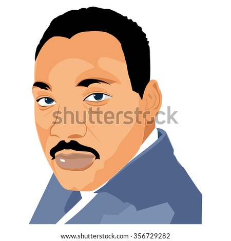 CIRCA DECEMBER 2015 - Washington D.C.: An illustration of a portrait of Martin Luther King, Jr. at the Lincoln Memorial, Washington, D.C. on a white background.