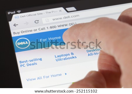 Adelaide, Australia - August 18, 2013: Browsing the Dell webpage on an ipad. Dell is one of the largest technological corporations in the world that develops, sells, repairs and supports computers and