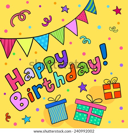 Beautiful Happy Birthday Greeting Card Gift Stock Vector 183035057 ...