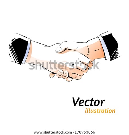 Business Woman Handshake Cartoon Illustration Isolated Stock Vector