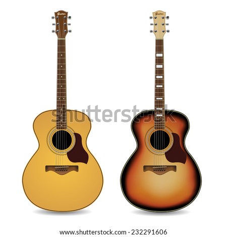 Acoustic guitars isolated on white background. Vector illustration