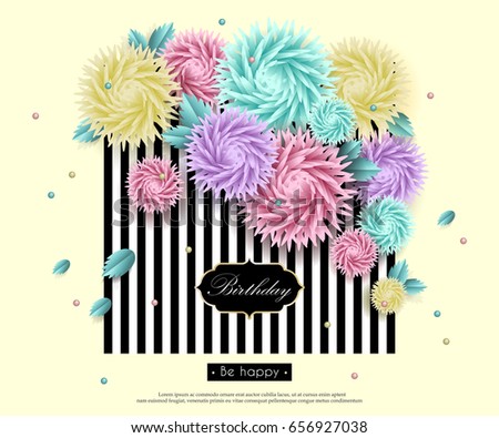 Background With 3d Flowers And Text On White Paper Background With 3d Flowers And Text On White Paper