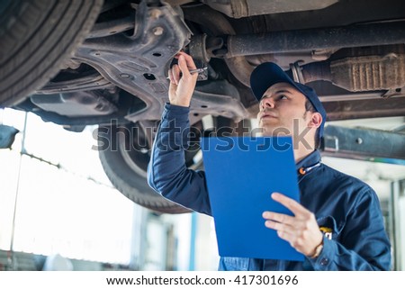 Portrait of a mechanic at work in his garage