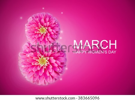 The international women's day on March, 8th greeting background with Flowers petal number 8