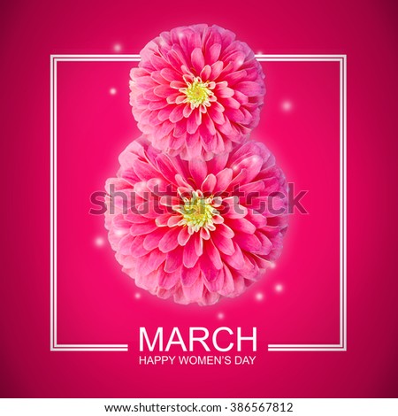 The international women's day on March, 8th greeting background with Flowers petal number 8