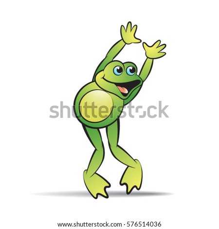 Green Color Happy Frog Mascot Dancingvector Stock Vector 576514021 ...