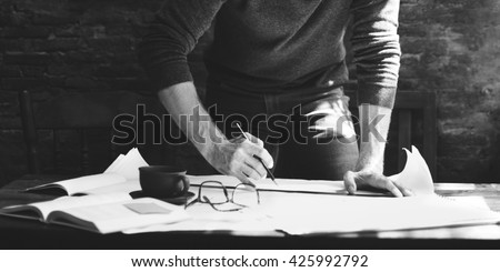 Architect Engineer Draft Blueprint Plan Design Concept