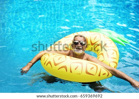 man in floaties