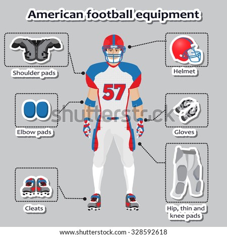 American Football Player Equipment Training Competitions Stock Vector