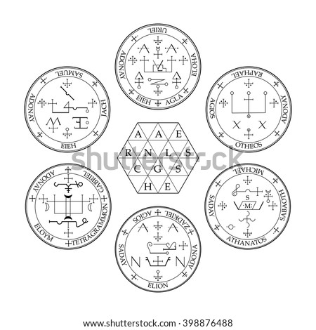 Set Six Sigils Archangels Magical Amulets Stock Vector 398876488 ...