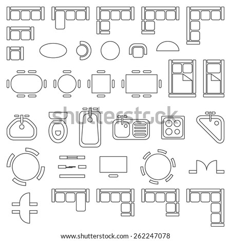 Architecture Design Elements standard furniture symbols used architecture plans stock vector Architecture Design Elements standard furniture symbols used architecture plans stock vector