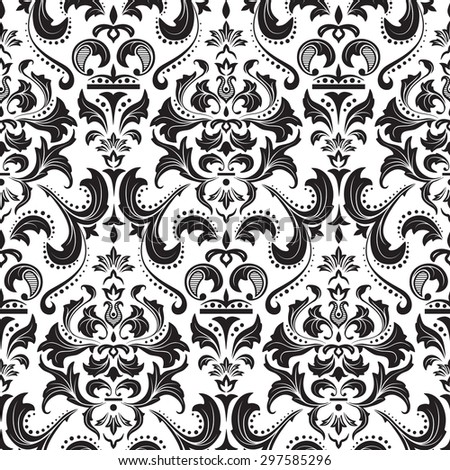 Retro Seamless Damask Pattern Vol Black Stock Vector 3416673 - Shutterstock