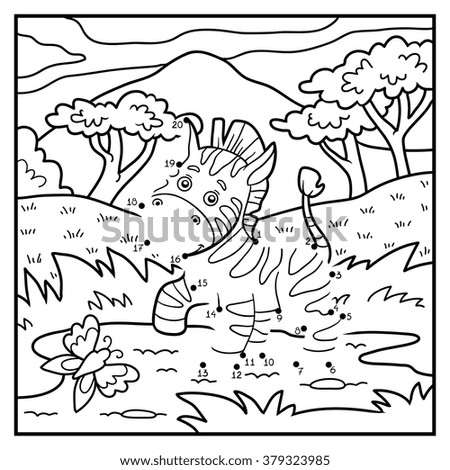 numbers game for children dot to dot zebra and background