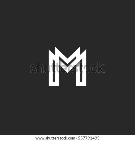 letter outline vector Logo Line M Monogram Stock Vector Letter Overlapping