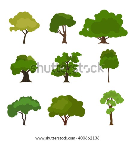 Forest Trees Hedges Bush Set Illustration Stock Vector 222459109 ...