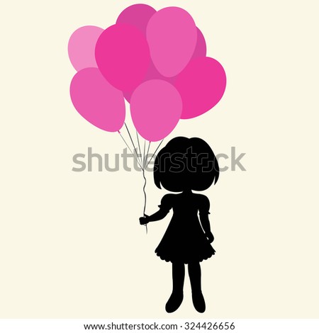 Child Holding Balloons Vector Silhouette Black Stock Vector 363181550 ...
