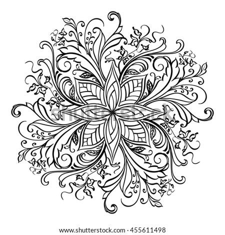 Download Black Floral Mandala On White Background Stock Vector ...