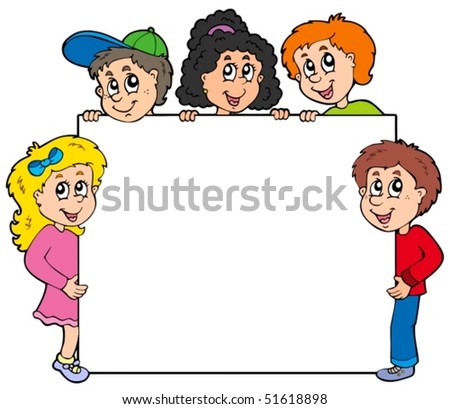 Various Kids Holding Board Vector Illustration Arkistovektori