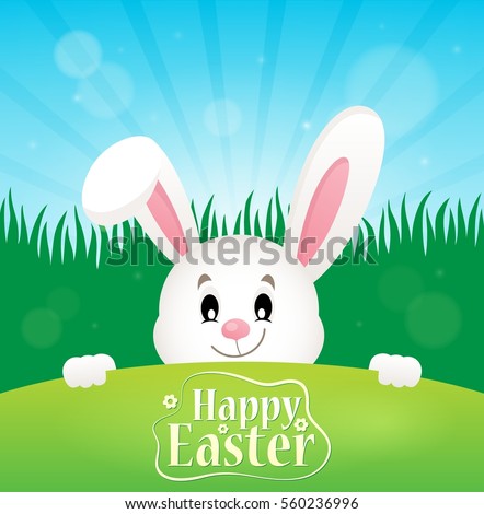 Happy Easter theme with lurking bunny - eps10 vector illustration.