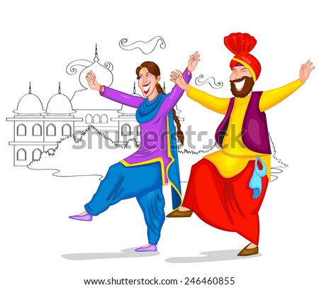 Dancing Punjabi Couple India Vector Stock Vector (Royalty Free ...