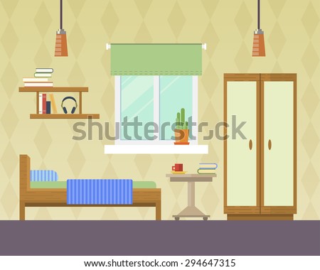 Flat Design Vector Illustration Room Interior Stock Vector 294647315  Shutterstock