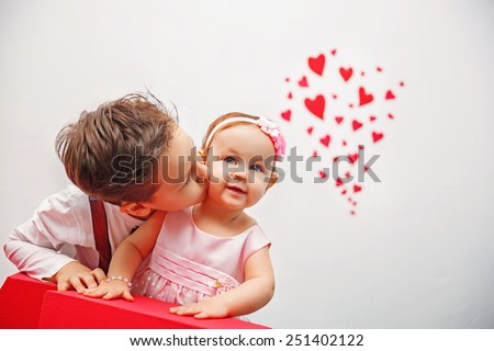 Valentine's Day - cute children. Series of photos