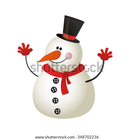 Snowman Vector Illustration On White Background Stock Vector 328891127 ...