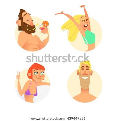 Summer characters in circle shape