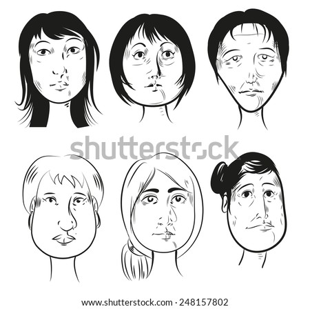 Face Shape Woman Faces Beauty Types Stock Vector 161790548 - Shutterstock