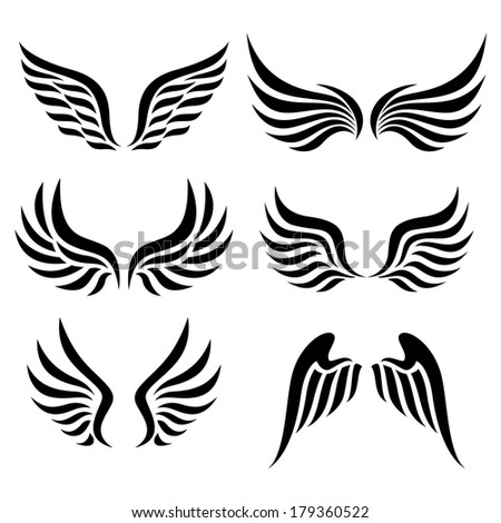 Wing Set Line Art Flight Symbols Stock Vector 31592695 - Shutterstock