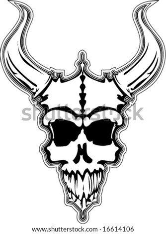 Outlined Black White Horned Beast Skull Stock Vector 16618249 ...