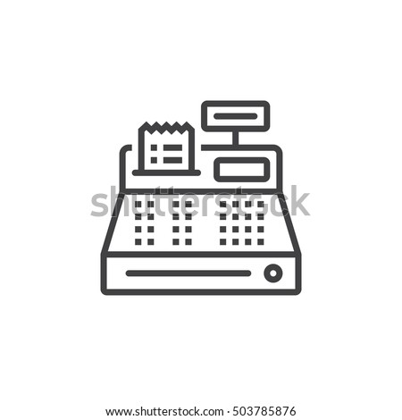 Cash register line icon, outline vector sign, linear pictogram isolated on white. logo illustration
